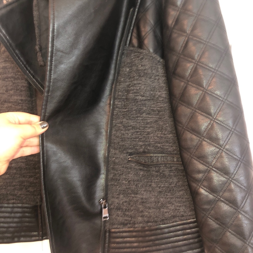 Bebe Leather Jacket With Hood - image 3